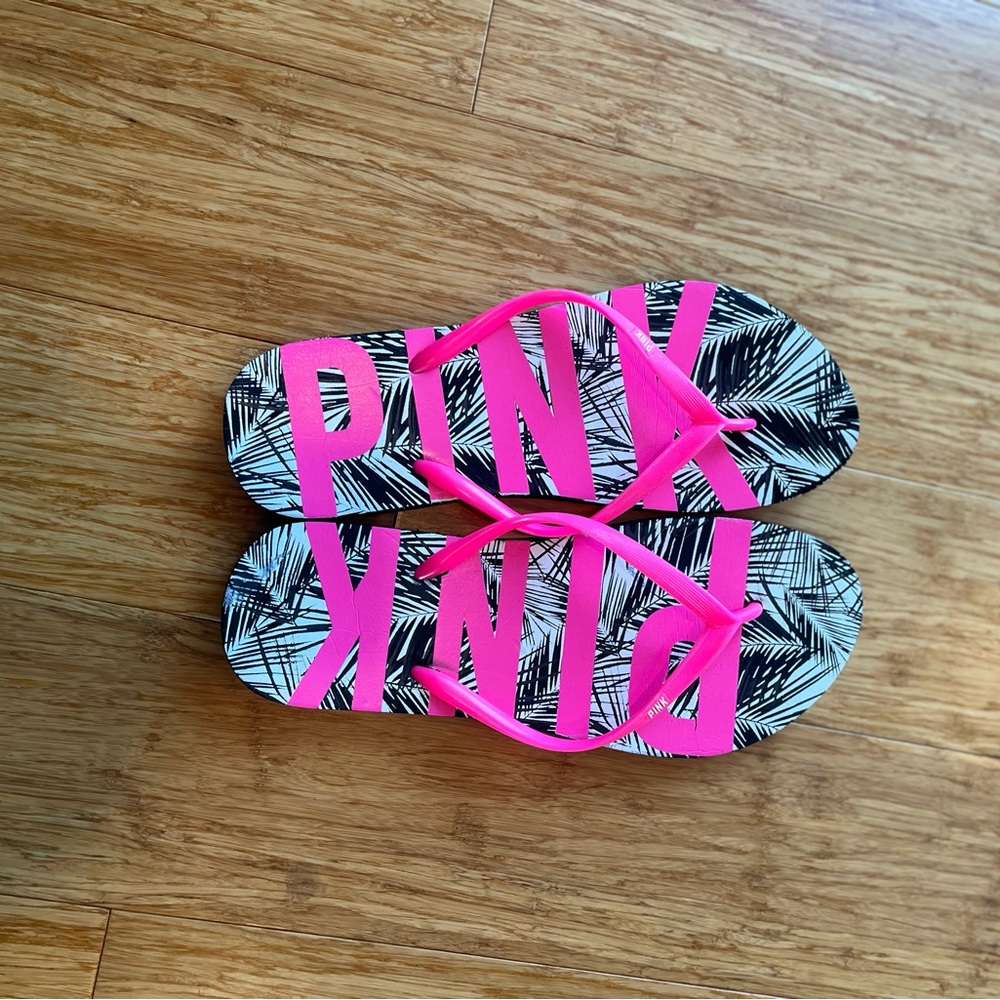 PINK Victoria's Secret Flip Flops with Bold Design